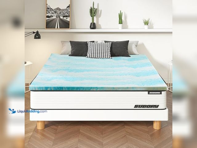 Lot 49-1557303 - OLIXIS Twin XL Size Cooling Memory Foam Mattress Topper, 3 Inch Gel Infused, Bed Pad for Sofa, Dorm,...