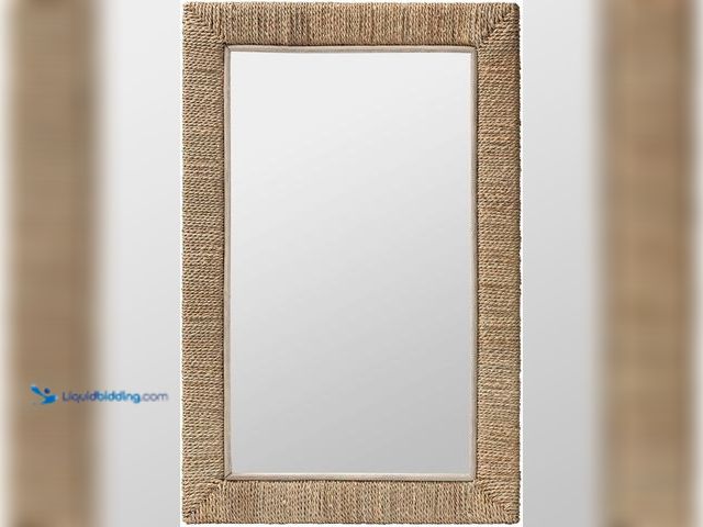 Lot 49-5416338 - bali & pari Geralyn Japandi Natural Seagrass Rectangular Wall Mirror. [aSIN: B0DNCR64RR] Unused
