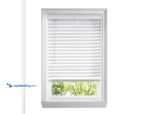 Lot 49-5551624 - Home Decorators Collection
White Cordless Faux Wood Blinds for Windows w/ 2 in. Slats-10.125 in. W ...
