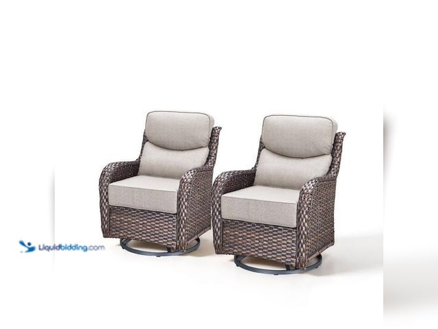 Lot 49-2024404 - Gymojoy Holion Brown Wicker Outdoor Rocking Chair Patio Furniture Swivel Glider Deep Seating Set wit...