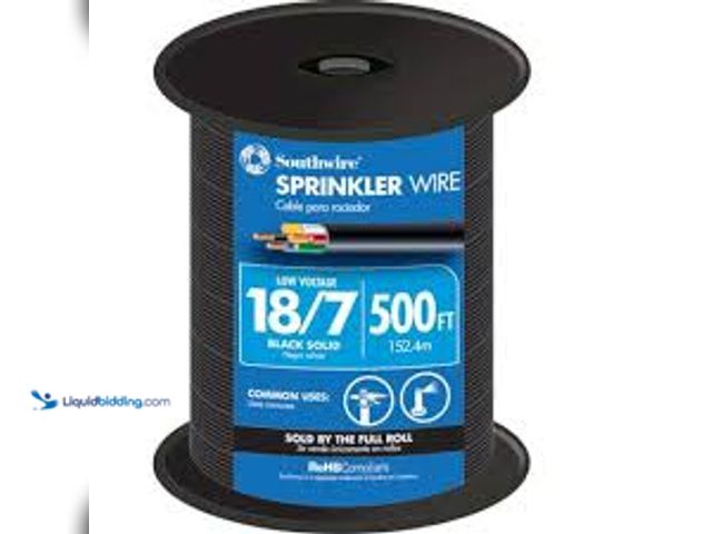 Lot 49-5485178 - 500 ft. 18/7 Black Solid UL Burial Sprinkler System Wire. Model # 49273645. Unused.