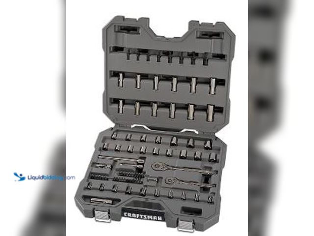 Lot 49-1517074 - CRAFTSMAN OVERDRIVE 80-Piece Gunmetal Chrome Mechanics Tool Set, Standard SAE/Metric Socket Set, wit...