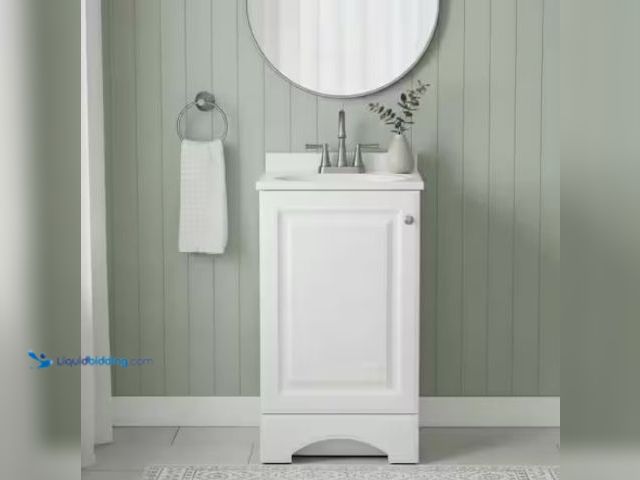 Lot 49-2022553 - Glacier Bay 19 in. Single Sink White Freestanding Bath Vanity with White Cultured Marble Top (Assemb...