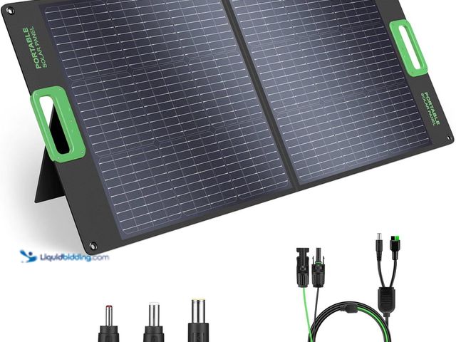 Lot 49-5546078 - 100W Portable Solar Panel for Power Station Generator, 20V Foldable Solar Cell Solar Charger with Hi...