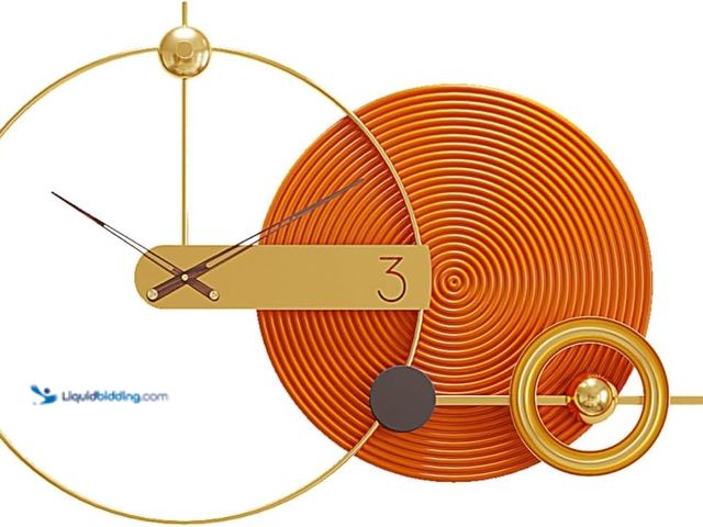 Lot 49-5484509 - Decorative Large Wall Clock Gold Round Decoration Silent Modern Metal Large Wall Clock Decor for Liv...