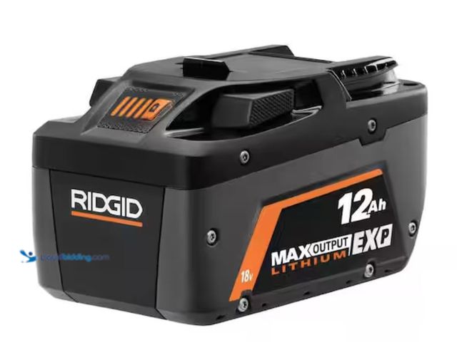 Lot 49-2005826 - RIDGID 18V 12.0 Ah MAX Output EXP Lithium-Ion Battery, Model # AC840120, Slightly used, Powers on.  ...