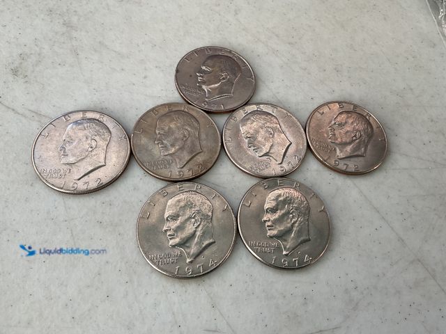 Lot 49-1505736 - LOT OF 7 “IKE” EISENHOWER LARGE ONE DOLLAR COINS INCLUDING 1971, 1972, AND 1974 #COINS0122