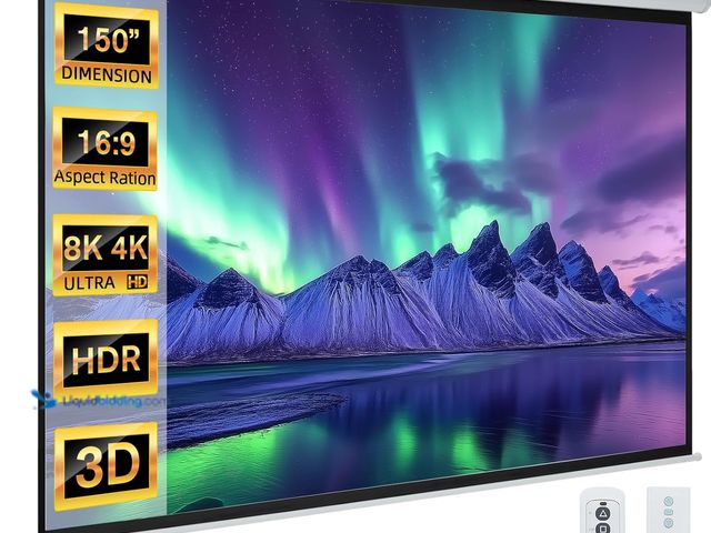 Lot 49-5475924 - YODOLLA 150" Projector Screen Motorized 16:9, 4K HD Pull Down Retractable Projection Screens Electri...