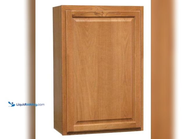 Lot 49-2006319 - Hampton Bay Hampton 24 in. W x 12 in. D x 36 in. H Assembled Wall Kitchen Cabinet in Medium Oak, Mod...