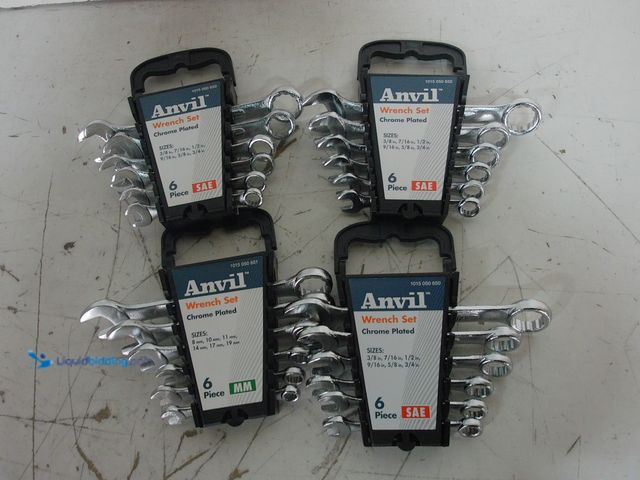 Lot 49-3616741 - (4-Pack) Anvil 6-Piece SAE Combination Wrench Sets with Case - Unused Model # 91942  Ref#HDPA0727