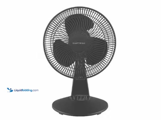 Lot 49-3631172 - Hampton Bay 12 in. 3-Speed Oscillating Personal Desk Fan with Tiltable Head in Black, Model # FT30-2...