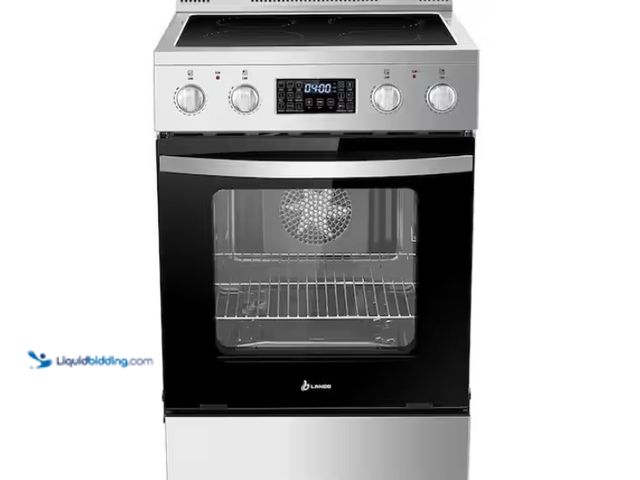 Lot 49-1570088 - LANBO 24 in. 4 Burner Elements Freestanding Electric Range in Stainless Steel with Air Fry, Rotisser...