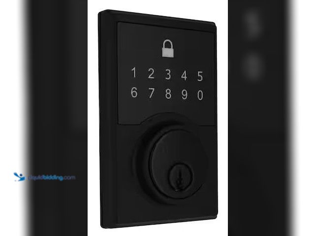 Lot 49-3639387 - Defiant Square Matte Black Compact Touch Electronic Single Cylinder Deadbolt, Model: 32GC8X9D01AHP, ...