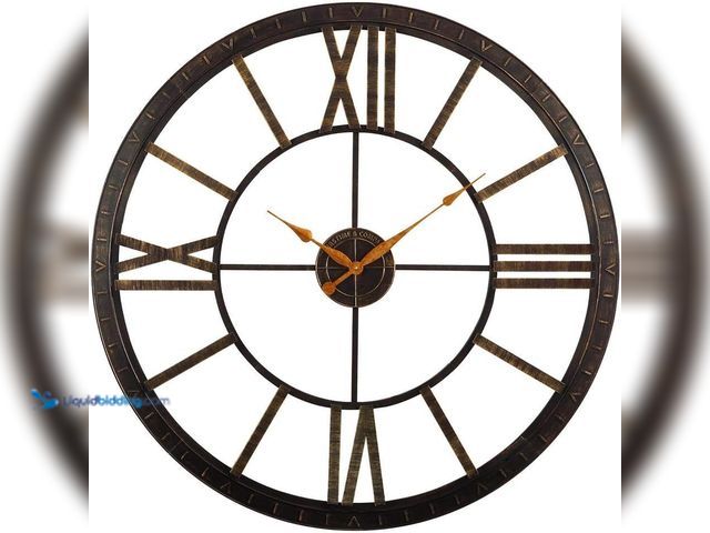 Lot 49-5406936 - FirsTime & Co. Bronze Big Time Wall Clock, Large Vintage Decor for Living Room and Home Office, Roun...