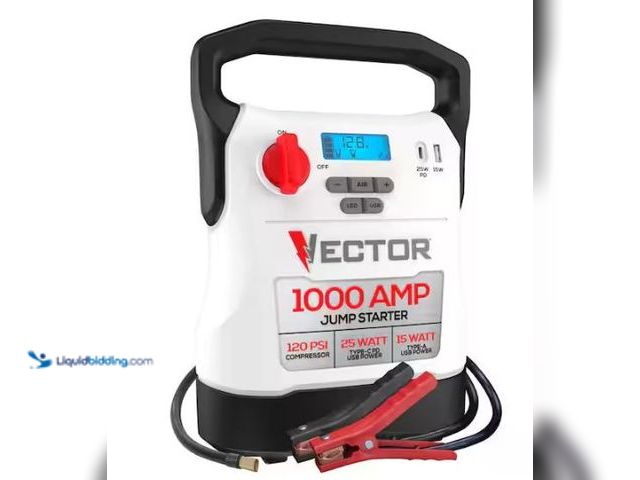 Lot 49-1544803 - VECTOR 1000 Amp Jump Starter, Compressor, USB Power, Model # VECJ1C, Slightly used, Tested works, No...