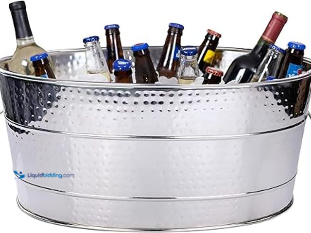 Lot 49-5479084 - BREKX Aspen Heavy-Duty Oval Stainless Steel Drink Cooler for Parties - Metal Large Ice Bucket for Dr...
