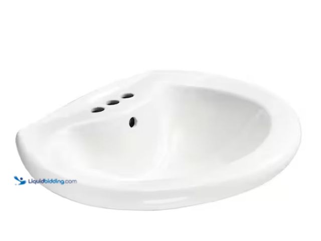 Lot 49-3614507 - Glacier Bay Shelburne 8.2 in. Pedestal Sink Basin in White Vitreous China, Model # F-300-4W, Unused....