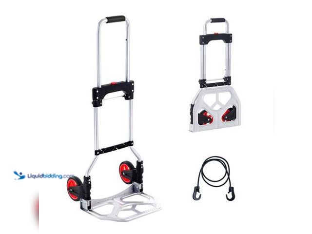 Lot 49-5541605 - VEVOR Folding 176 lbs. Capacity Hand Truck and Dolly Heavy-Duty Luggage Trolley Cart with Telescopin...