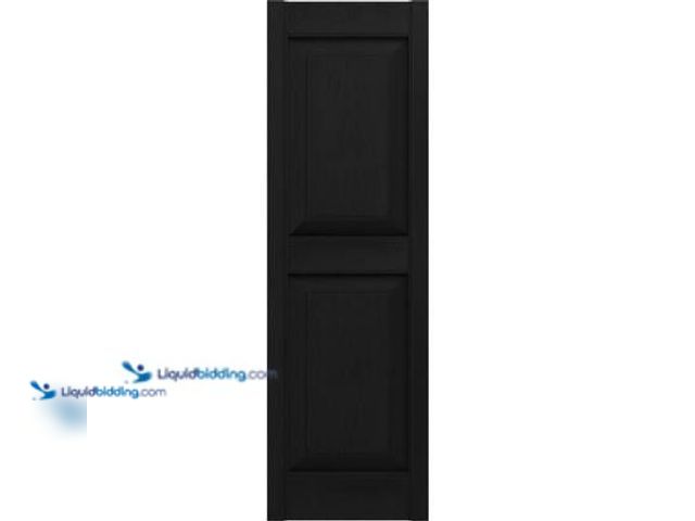 Lot 49-5581957 - Builders Edge 14.75 in. x 47 in. Raised Panel Vinyl Exterior Shutters Pair in Black Model # 03014004...