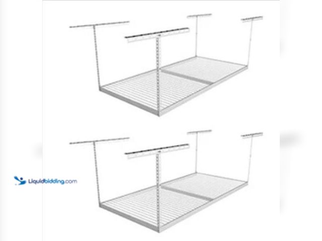 Lot 49-1631819 - (2-Pack) SafeRacks 4 x 8 Overhead Storage Rack 24-45-Inch Drop, Model # SB-48PK-W, MSRP $559.95, Unu...