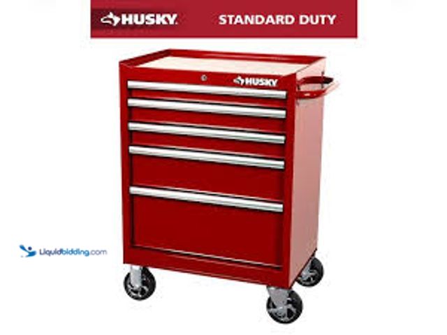 Lot 49-5479051 - Husky Standard-Duty 27 in. W x 18 in. D 5-Drawer Red Rolling Tool Cabinet. Model # H27TR5RED Unused ...