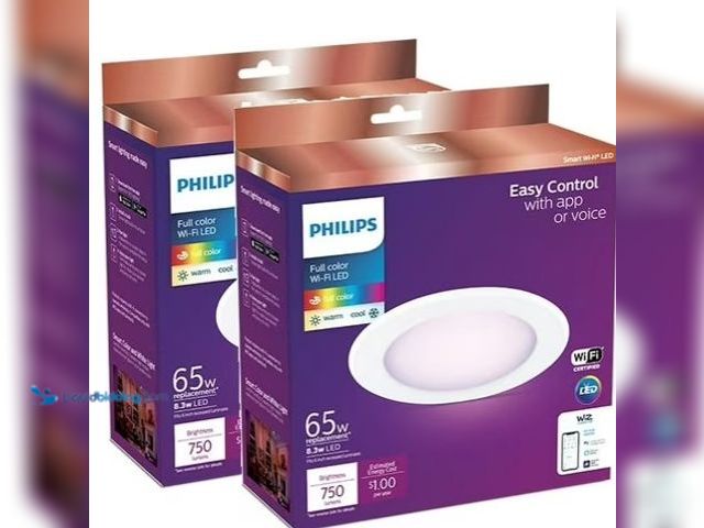 Lot 49-1814369 - (2 pack) Philips Smart Wi-Fi LED 65-Watt 5-6 inch Recessed Downlight, Frosted Color &amp; Tunable Wh...