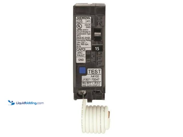 Lot 49-5559590 - Siemens 15 Amp 1 in. Single-Pole Combination AFCI Circuit Breaker RBPU. Model # US2:QA115AFCP. Unuse...