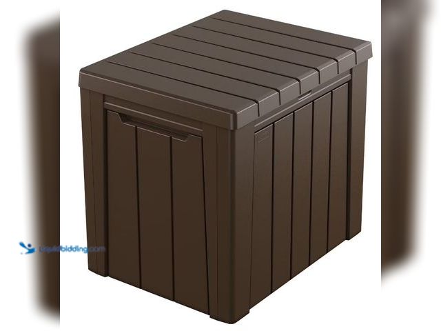 Lot 49-1625854 - Keter Urban 30 Gal. Outdoor Deck Box/Storage Table, Model # 17208013, Unused, Has attachments.   Ref...