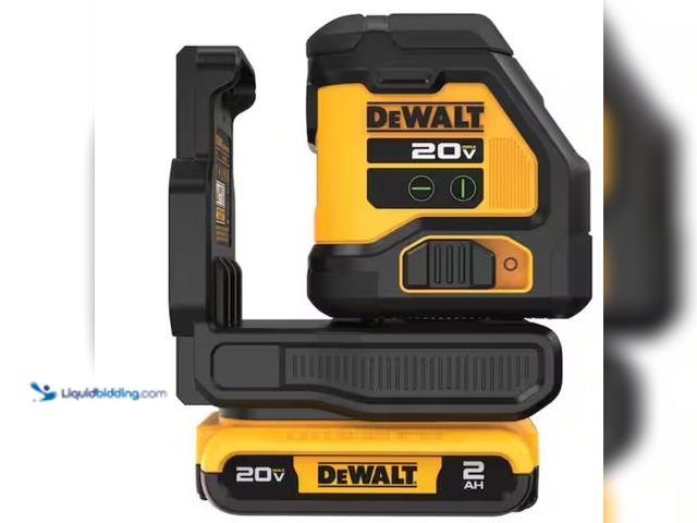 Lot 49-1632059 - DEWALT 20V MAX Lithium-Ion Cross Line Laser Level Kit with 2.0Ah Battery, Charger and Case Model: DC...
