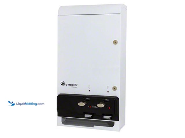 Lot 49-3536894 - HOSPECO® Evogen™ Dual Feminine Hygiene Dispenser-White. Item # E106-8DELAY. Unused.