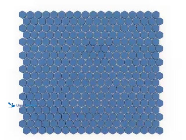 Lot 49-1577000 - Jeffrey Court 5/8" Muze Hexagon Blue 9.875 in. x 11.375 in. Hexagon Matte Glass Wall and Floor Mosai...