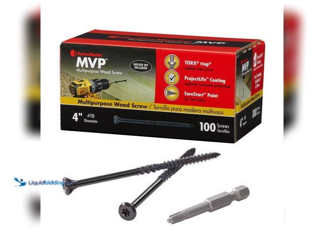 Lot 49-3563738 - #10 x 4 in. Torx TTAP Drive Suresink Flat Head MVP Multipurpose Wood Screw (100 Pack) Unused