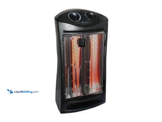 Lot 49-5483345 - living zone 1500-Watt Black Electric Tower Quartz Infrared Space Heater with Thermostat. Model # BFG...