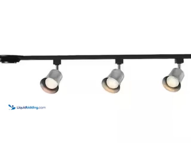 Lot 49-1550517 - Hampton Bay 4 ft. Brushed Nickel Integrated LED Ceiling Mount Direct wire Track Lighting Kit with Fl...