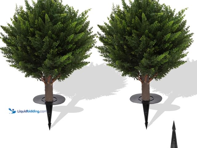 Lot 49-5437936 - 15.7 inch Height Set of Two Artificial Cypress Topiary – Breathe Life & Lushness into Any Space – Li...