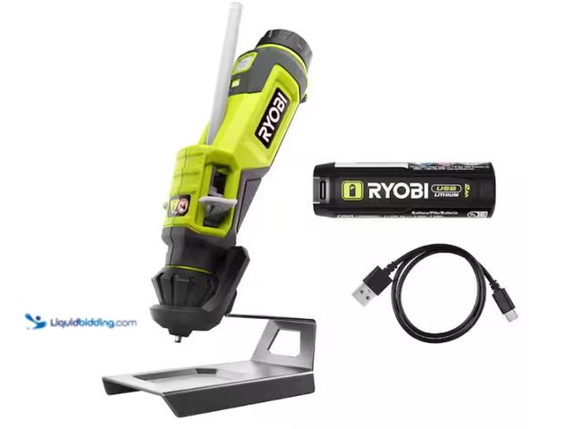 Lot 49-3471656 - RYOBI USB Lithium Glue Pen Kit with 2.0 Ah USB Lithium Battery and Charging Cable, Model # FVH56K, N...