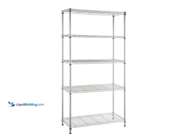 Lot 49-5454076 - HDX
5-Tier Steel Wire Shelving Unit in Chrome (36 in. W x 72 in. H x 16 in. D).Item is Used scuffs ...