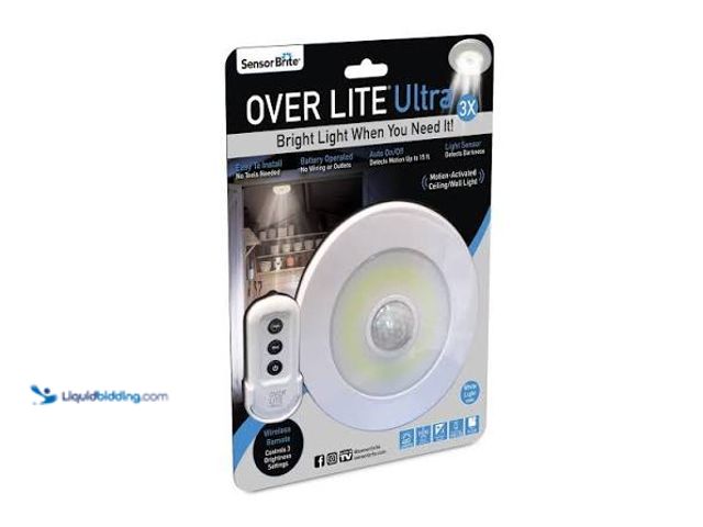 Lot 49-2021626 - Lot of (2)- Over Lite Ultra Wireless Motion Activated Ceiling/Wall Light with Remote. Model #OLU-CD4...