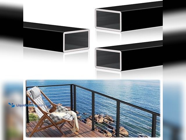 Lot 49-1630637 - Set of (3) 10-Ft x 2" x 1" Aluminum Black Handrail with Self Drilling Screw Nylon End Caps | AAMA 26...