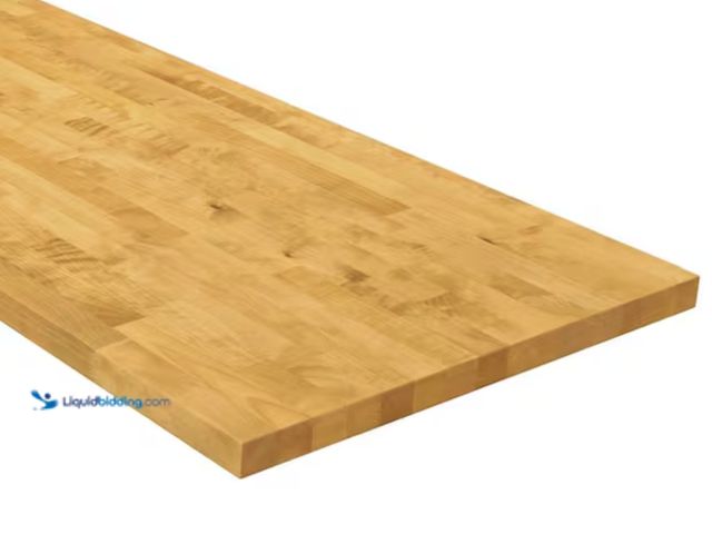 Lot 49-2000135 - HARDWOOD REFLECTIONS 6 ft. L x 25 in. D Unfinished Birch Butcher Block Countertop in Mango Stain wit...