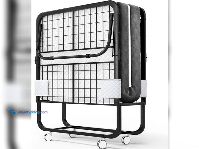 Lot 49-3563866 - EconoHome Folding Bed with Mattress - 75x38 Twin Size Frame - Portable Rollaway Guest Bed with 5-inc...