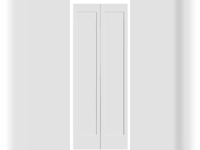 Lot 49-5441215 - CODEL DOORS 24 in. x 80 in. Solid Wood Primed White Unfinished MDF 1-Panel Bi-fold Door with Hardwar...