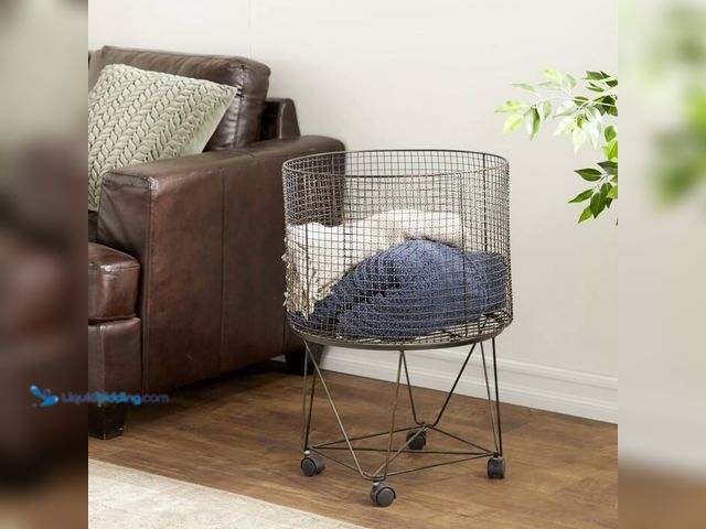 Lot 49-2024094 - Litton Lane 28 in. Bronze Deep Set Wire Basket Storage Cart with Wheels. Model # 50499. MSRP $98. Un...