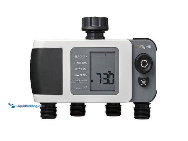 Lot 49-5449435 - B-hyve XD Bluetooth 4-Outlet Hose Timer and Coppertop AA Alkaline Batteries (24-Pack) (box dusty) Us...