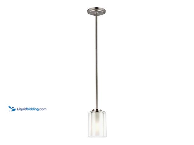 Lot 49-5435345 - Generation Lighting
Elmwood Park 1-Light Brushed Nickel Hanging Mini Pendant with Satin Etched Glas...