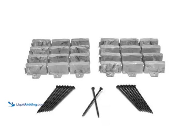 Lot 49-1549171 - Vigoro 10 ft. L x 2.7 in. H Decorative Faux Stone Dark Gray Plastic No-Dig Landscape Edging Kit, Mod...