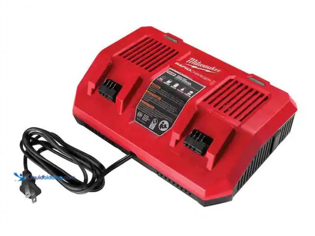 Lot 49-1574945 - Milwaukee M18 18-Volt Lithium-Ion Dual Bay Rapid Battery Charger, Model # 48-59-1802, Slightly used,...