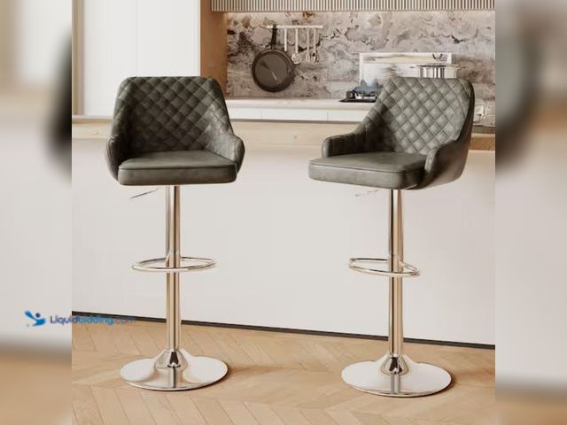 Lot 49-2001124 - Set of (2) VECELO Deep Gray Modern Bar Chair with Back Adjustable Swivel Bar Stools Kitchen Island B...