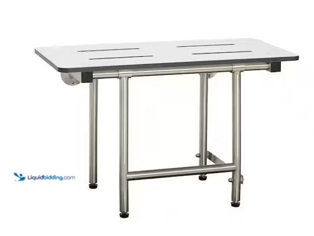 Lot 49-1548749 - SEACHROME 22 in. x 15 in. White Folding Wall Mount Bench Shower Seat with Legs, ADA Compliant Model ...