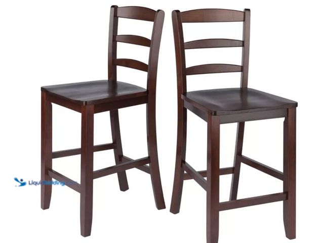 Lot 49-5552900 - Set of 2 Ladder Back 24" Counter Height Barstool Hardwood/Walnut - Winsome: Solid Wood, Unupholstere...